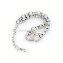 Linda pulseira de aço inoxidável 316l cobrindo prata, pulseira de corrente de 1,7 mm de largura com encantos de grânulo
